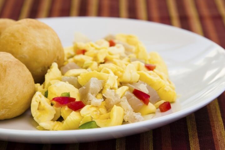 Ackee and Saltfish with Fried Dumplings - Caribbean Brunch