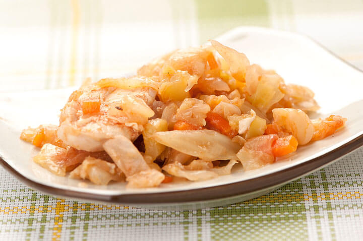 Steamed Cabbage and Saltfish - Breakfast